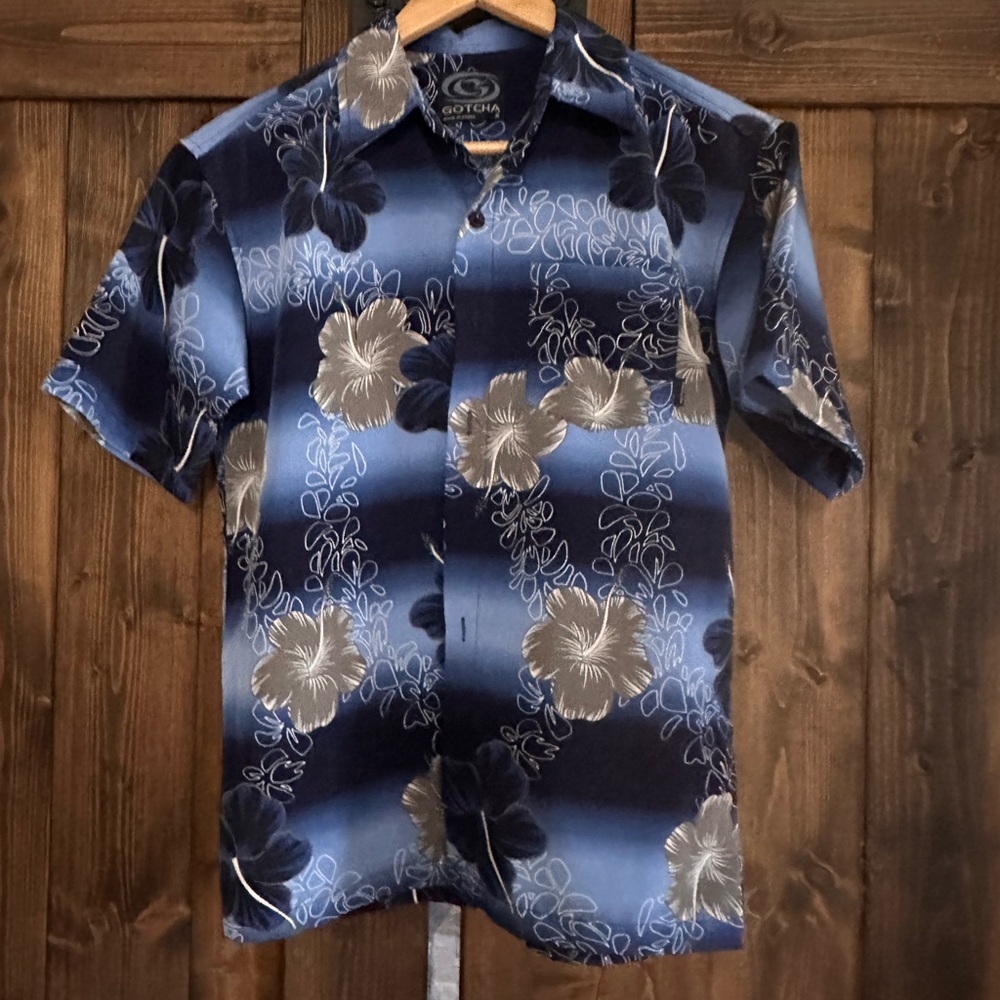 Tropical Blue Floral Kids Button Down Shirt